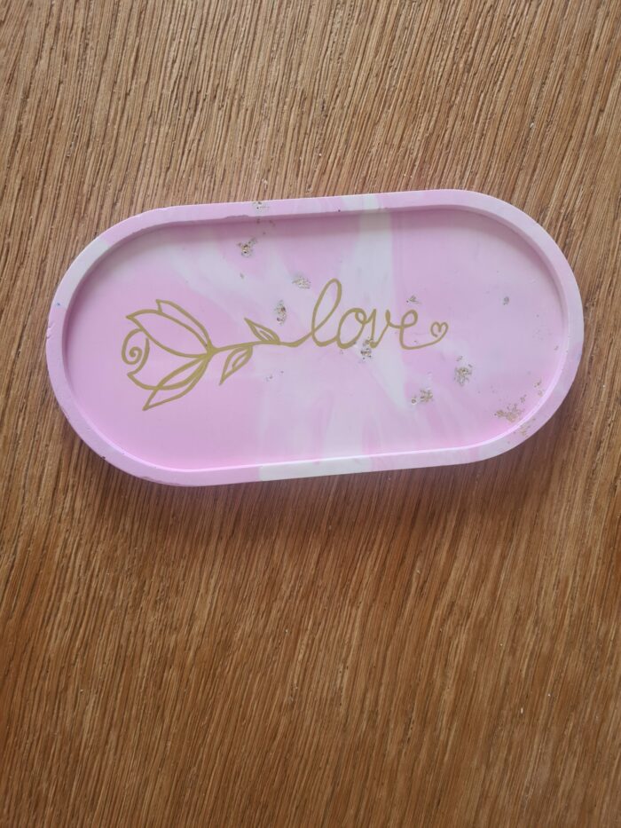Plateau ovale rose Love